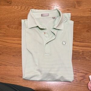 Men's Green Striped Polo Shirt XL